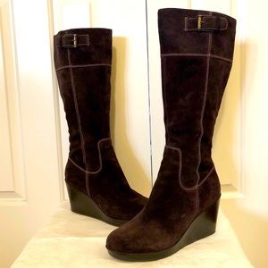 Cole Haan Nike brown suede wedge waterproof boots